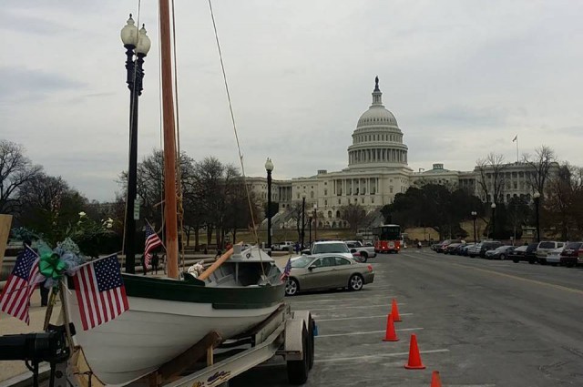The Alexandria Seaport Foundation's whaleboat, which was christened on Capitol Hill on March 12, 2014, is one of 10 whaleboats being built for the Charles W. Morgan restoration. Photo: Alexandria Seaport Foundation