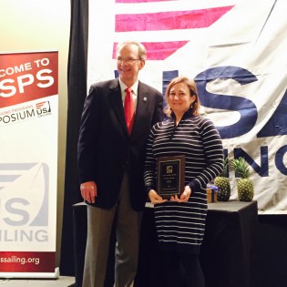 Hallie Payne receiving the award January 22 at the US Sailing Conference in New Orleans