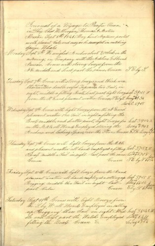 The very first entry of the MORGAN's first voyage in 1841. Read the entire journal and others here.