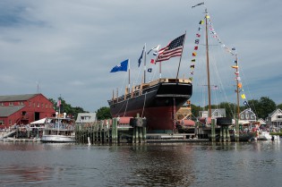 The Charles W. Morgan awaiting her launch. July 21, 2013