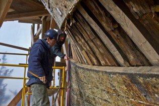 Museum shipwrights working on the Morgan's hull - March 2012